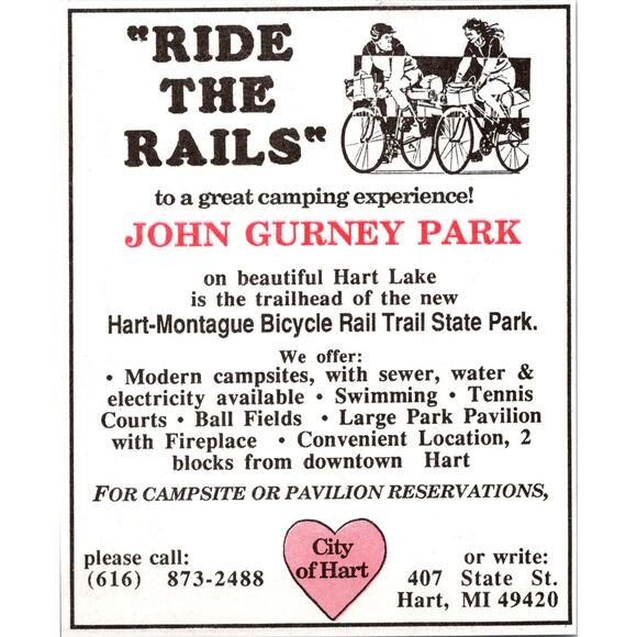 None and/or Unknown Other - John Gurney Park Hart-Montague Bicycle Rail Trail Hart MI 1990 MI Ad SAJ9-H2